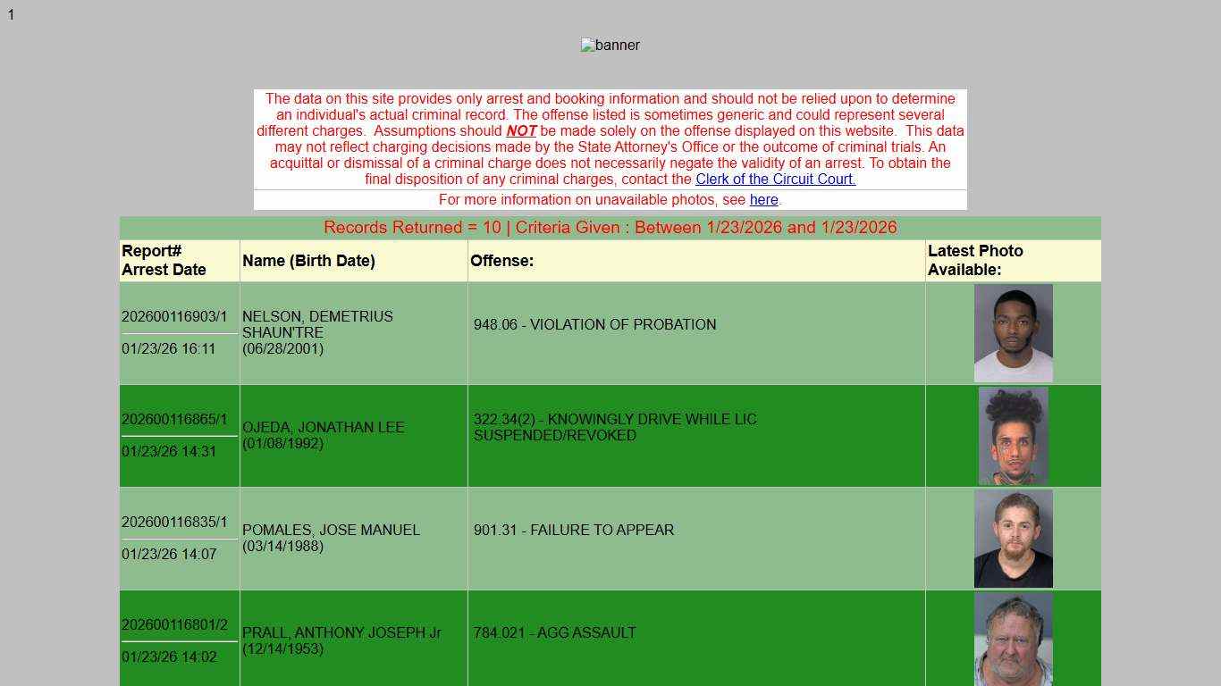 HCSO Arrests Public Records Results